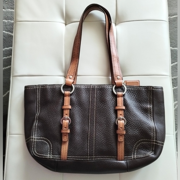 Coach Expresso Coffee Bean Pebbled Leather Bag & Dust Bag - Picture 8 of 15